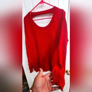 ❤️3/$25 Forever21®️ Sparkly ✨️Knit Red Cut-Out Sweater